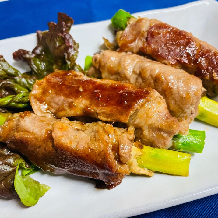 お弁当に!アスパラとキノコの肉巻き